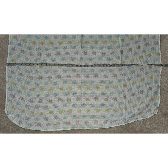 Aden & Anais Ideal Baby Elephant Muslin Cotton Swaddle Blanket Green Gray Blue - Picture 4 of 6